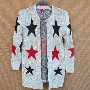 Star Patterned Cardigan - Black and Red